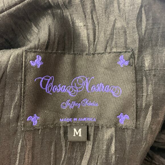 COSA NOSTRA Size M Black Silk Blend Wrinkled Jacket - Picture 4 of 4